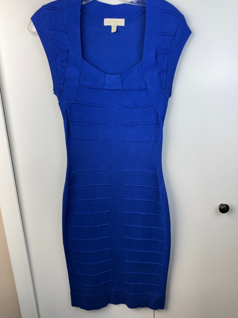 Nicky Minaj size medium Cobalt Blue Sculpted Bodycon Midi Dress